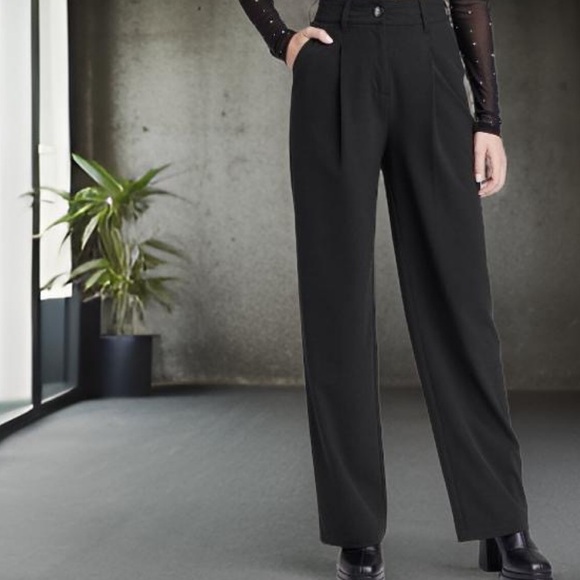 Wide Leg Black Trousers - Sz 10 - Picture 3 of 15